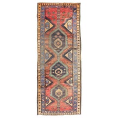 Colorful Antique N.W Persian Hamadan Runner with Tribal Medallion Design