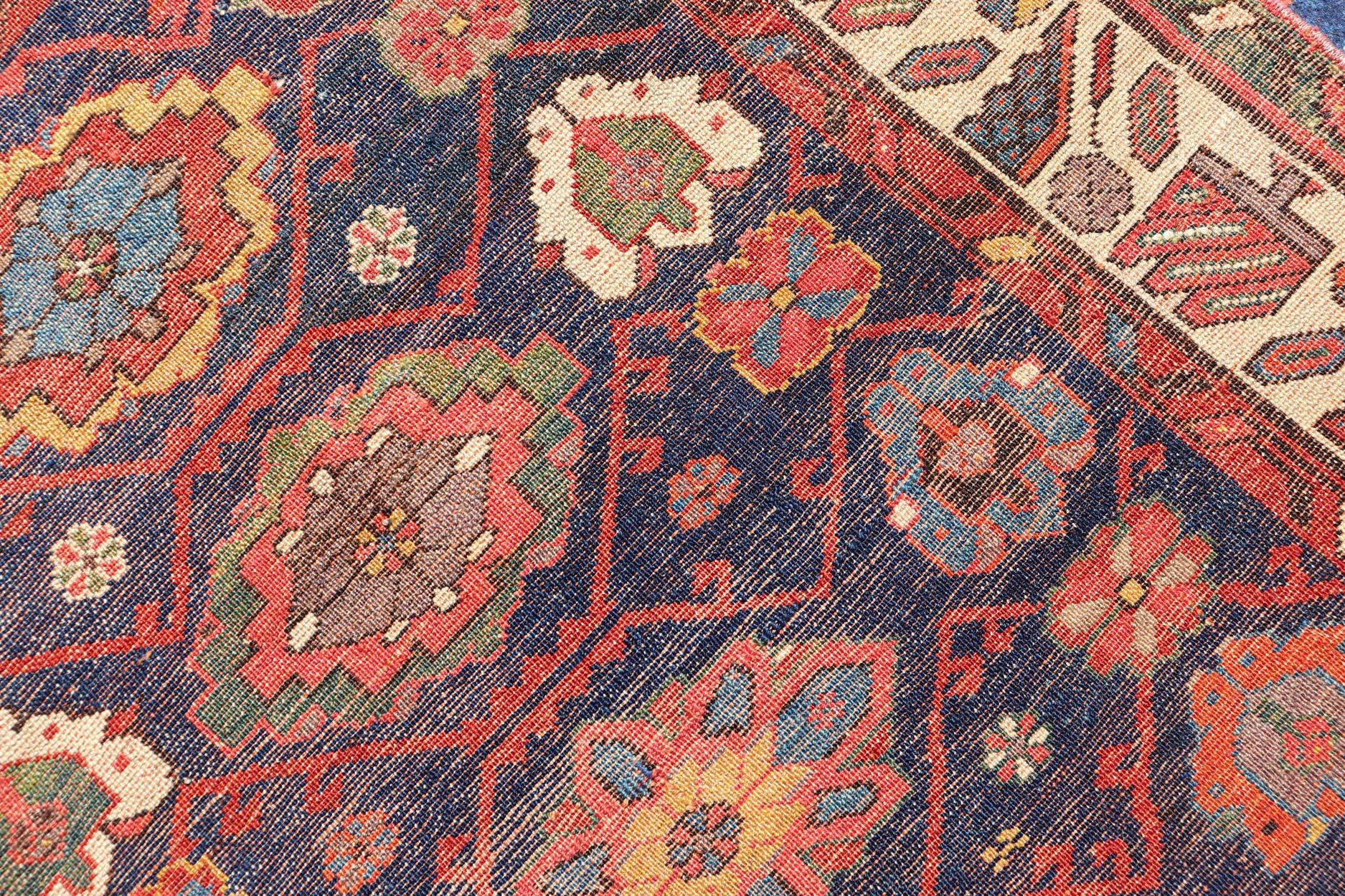 Colorful Antique N.W. Persian Runner with Sub-Geometric All-Over Floral Motifs  For Sale 4