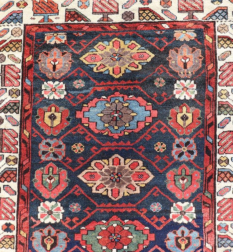 Colorful Antique N.W. Persian Runner with Sub-Geometric All-Over Floral Motifs  For Sale 2