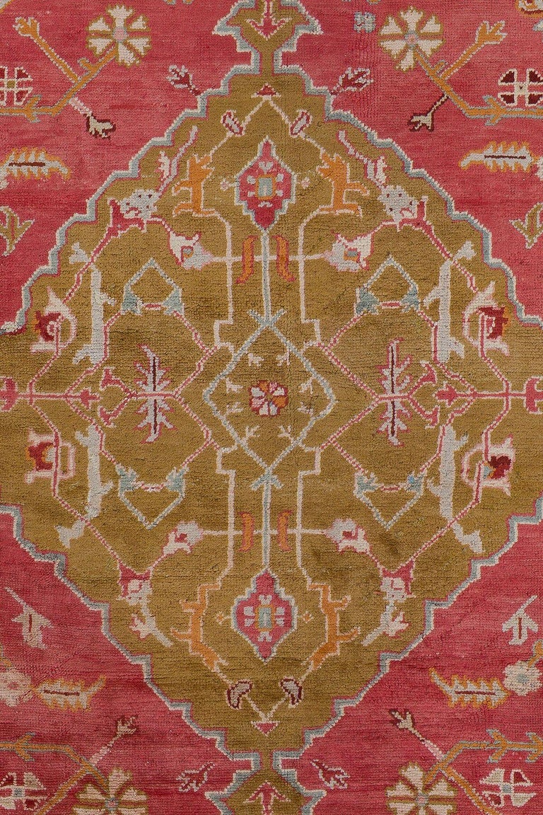 Colorful Antique Oversize Square Oushak Rug at 1stDibs