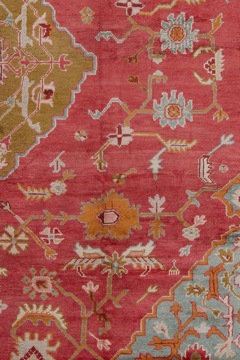 Colorful Antique Oversize Square Oushak Rug at 1stDibs