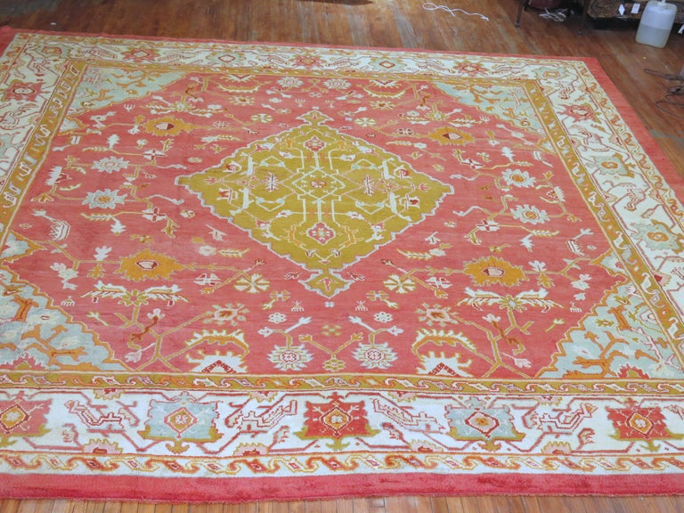 Colorful Antique Oversize Square Oushak Rug at 1stDibs