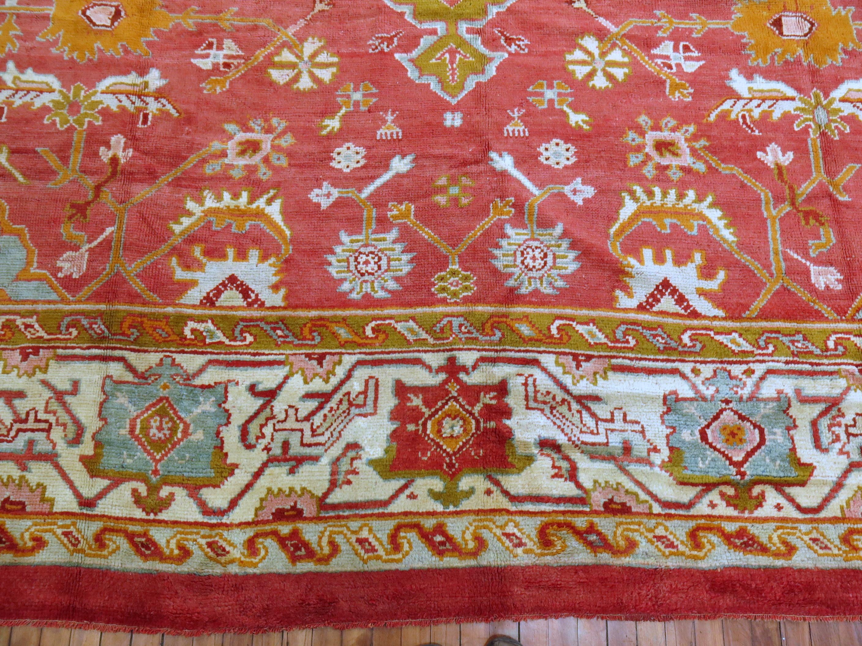 Industrial Colorful Antique Oversize Square Oushak Rug