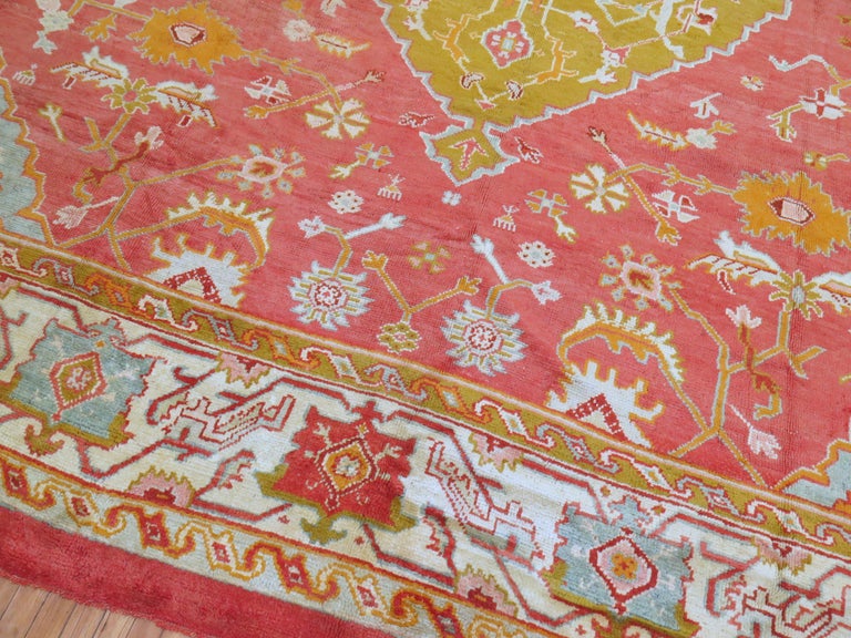Colorful Antique Oversize Square Oushak Rug at 1stDibs