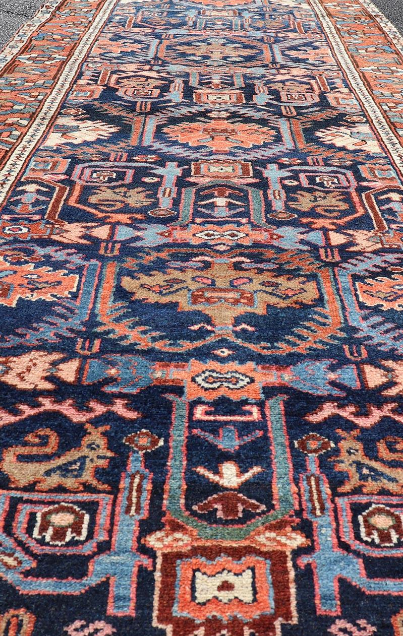 Colorful Antique Persian Bakhtiari Gallery Runner with All-Over Tribal Design For Sale 3