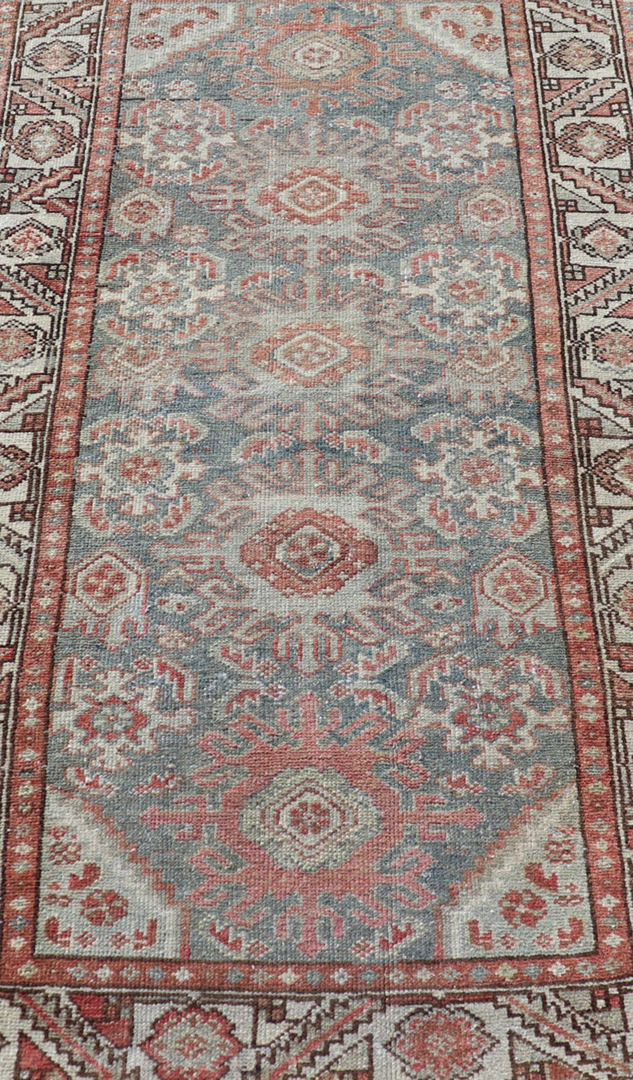 Malayer Colorful Antique Persian Hamadan Rug With Tribal Design by Keivan Woven Arts For Sale
