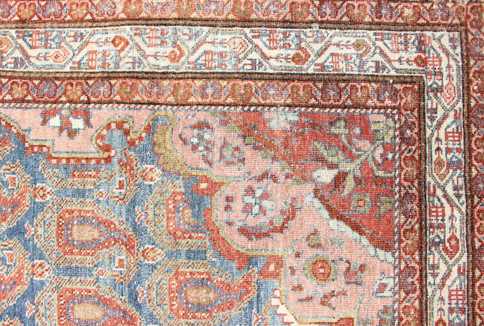Colorful Antique Persian Hamadan Rug with Large Scale Paisley & Intricate Design For Sale 3