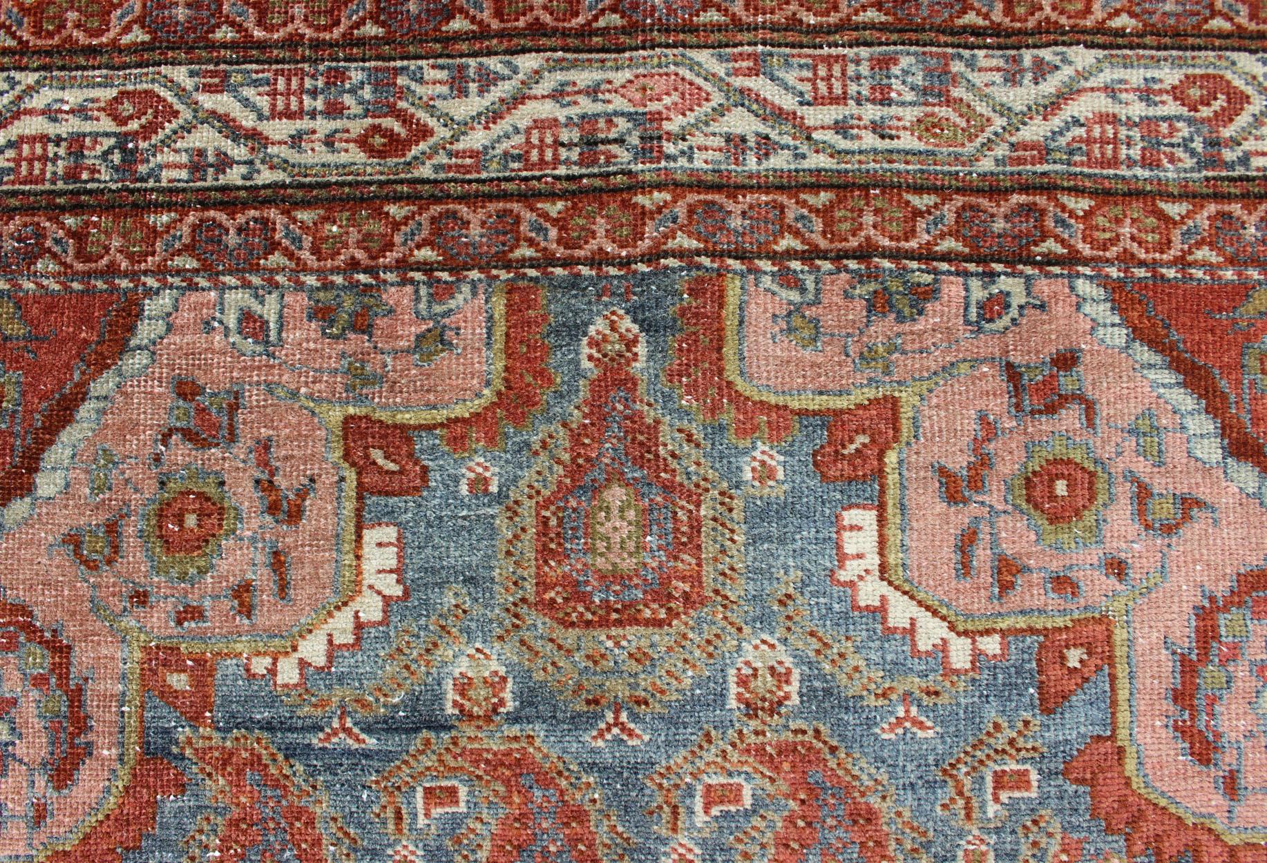 Wool Colorful Antique Persian Hamadan Rug with Large Scale Paisley & Intricate Design For Sale