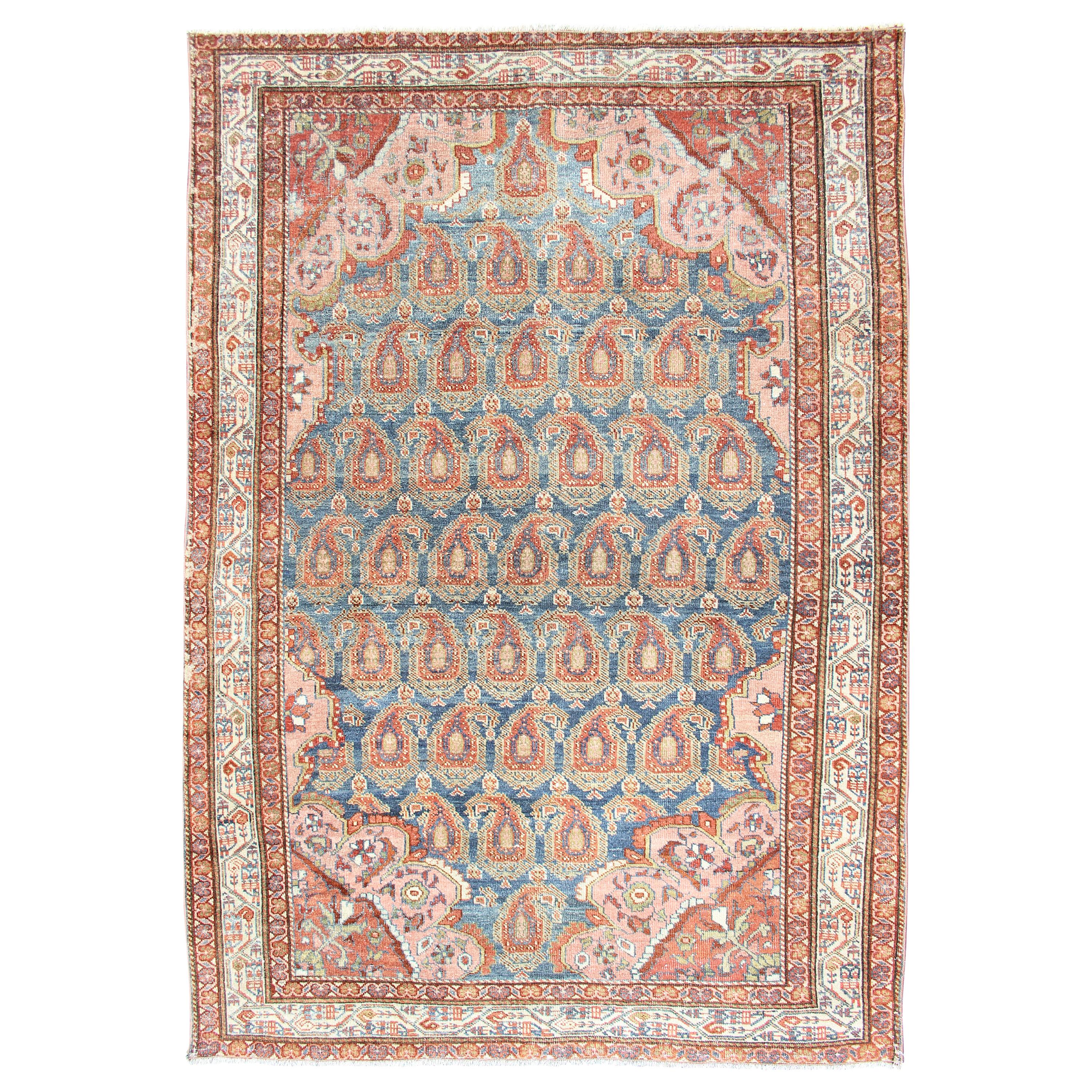 Colorful Antique Persian Hamadan Rug with Large Scale Paisley & Intricate Design For Sale