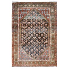 Colorful Antique Persian Hamadan Rug with Large Scale Tribal Motif Design