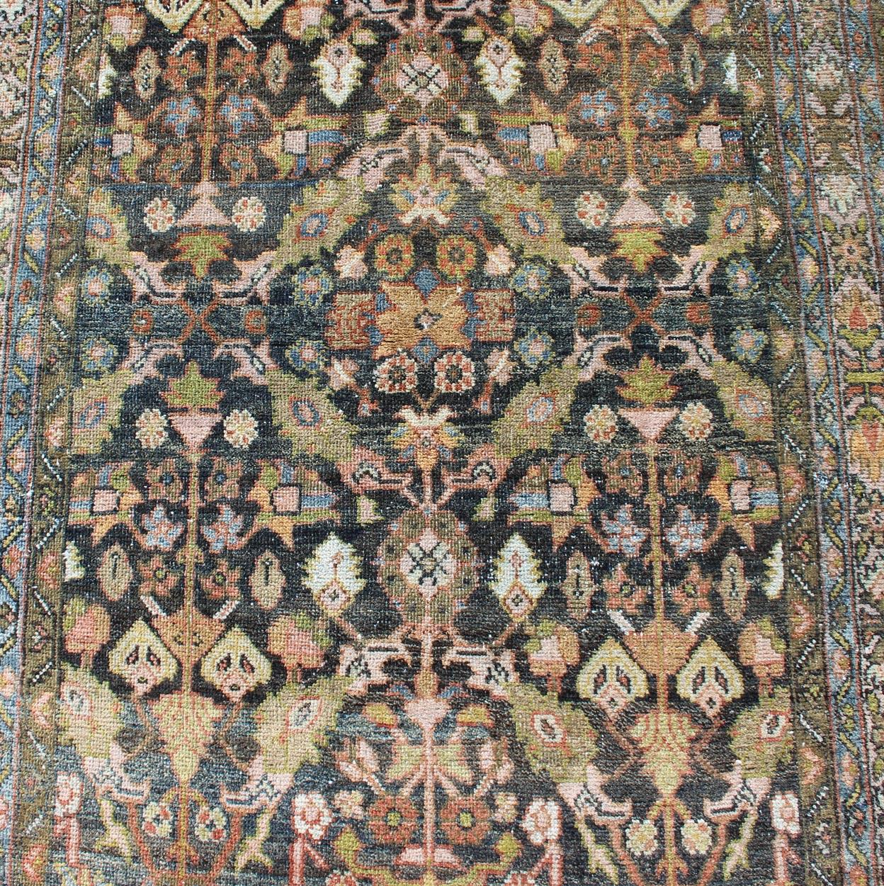 Early 20th Century Colorful Antique Persian Hamedan Runner with All-Over Floral Design