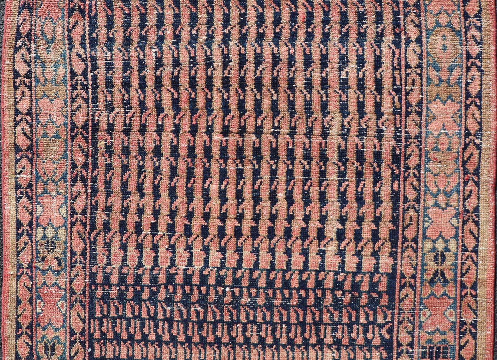 Malayer Colorful Antique Persian Hand Knotted Hamadan Rug with All-Over Tribal Motifs For Sale