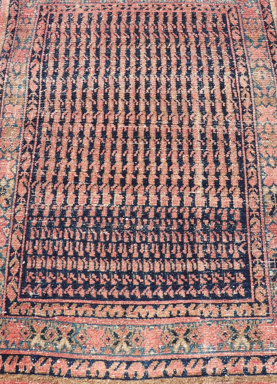 20th Century Colorful Antique Persian Hand Knotted Hamadan Rug with All-Over Tribal Motifs For Sale