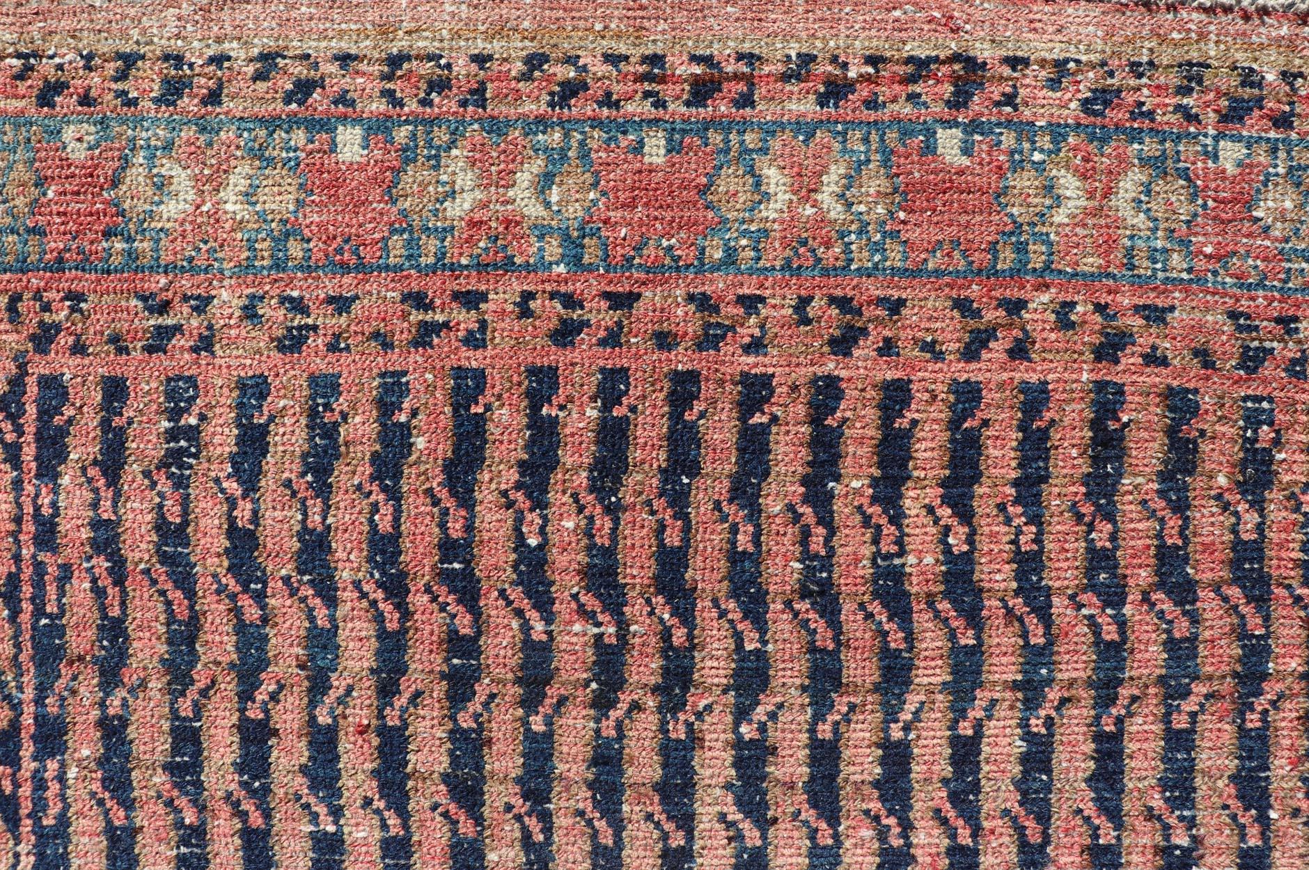 Colorful Antique Persian Hand Knotted Hamadan Rug with All-Over Tribal Motifs For Sale 2
