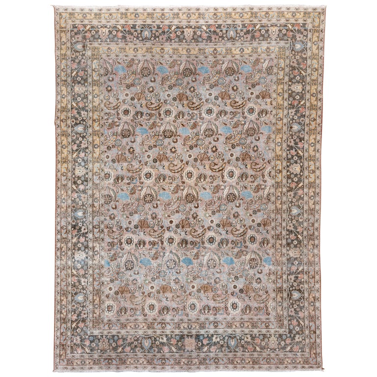 Colorful Persion Rug Colorful Antique Persian Khorassan Rug, All-Over Pink Field, Colorful ...