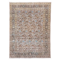 Colorful Antique Persian Khorassan Rug, All-Over Pink Field, Colorful Details