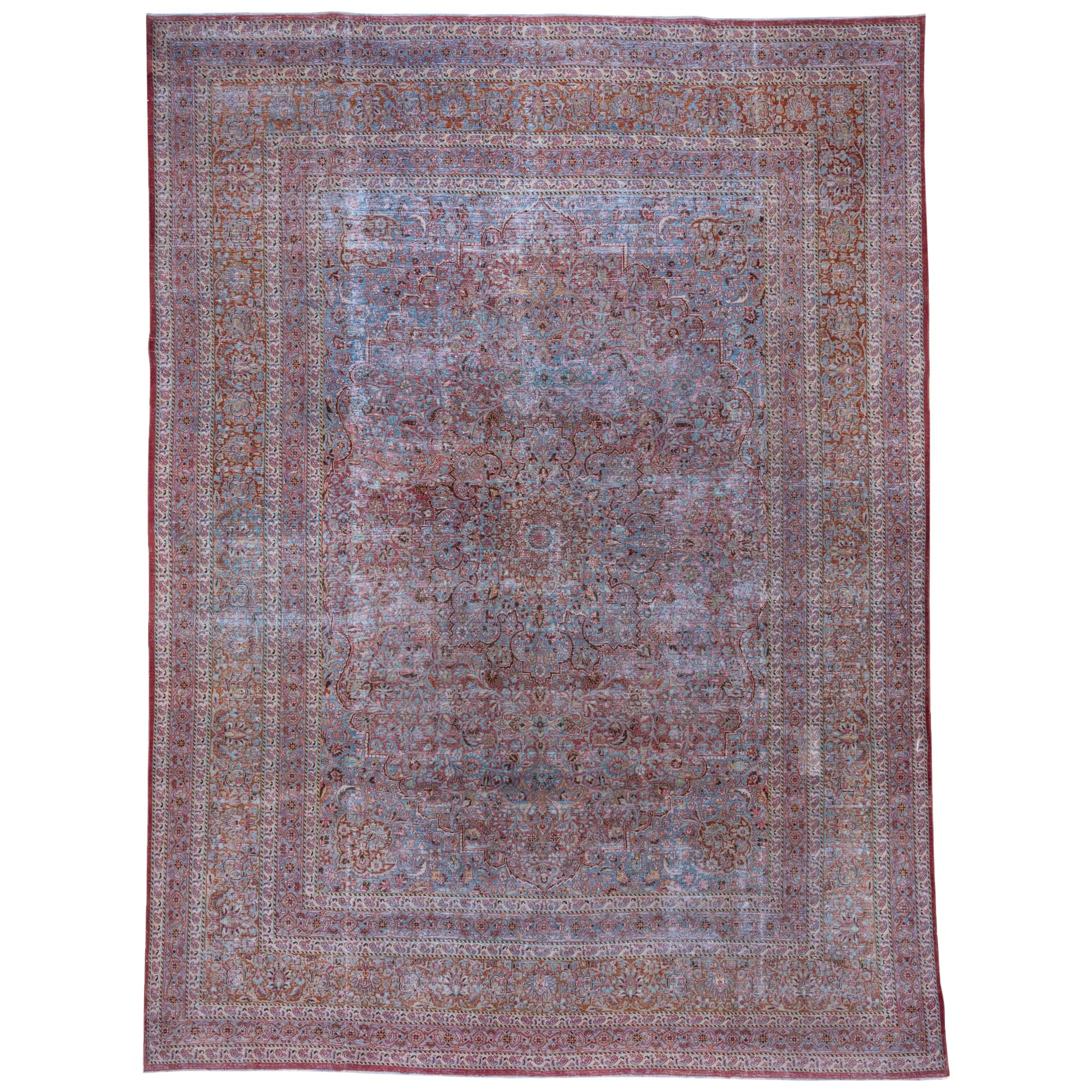 Colorful Antique Persian Khorassan Rug, Purple, Blue & Rust Accents, circa 1930s For Sale