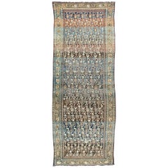 Colorful Antique Persian Kurdish Runner with All-Over Latch-Hook Design