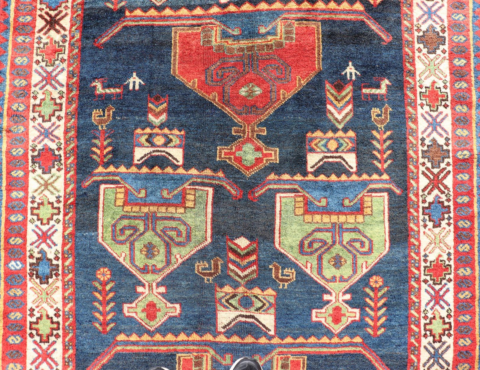 Tapis persan ancien Lori coloré à motifs tribaux géométriques sur toute sa surface en vente 2
