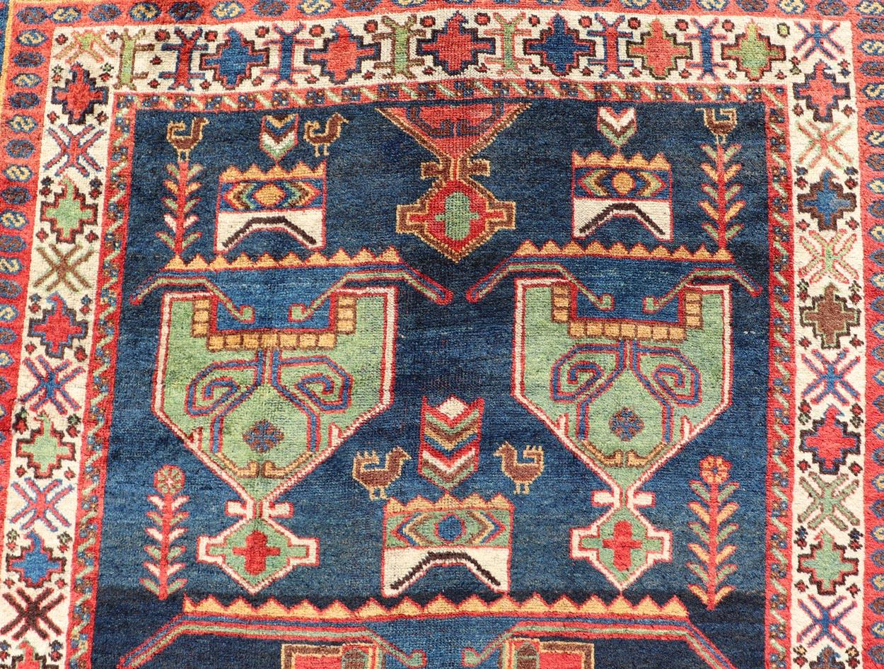 Kazak Colorful Antique Persian Lori Rug with All-Over Geometric Tribal Design For Sale