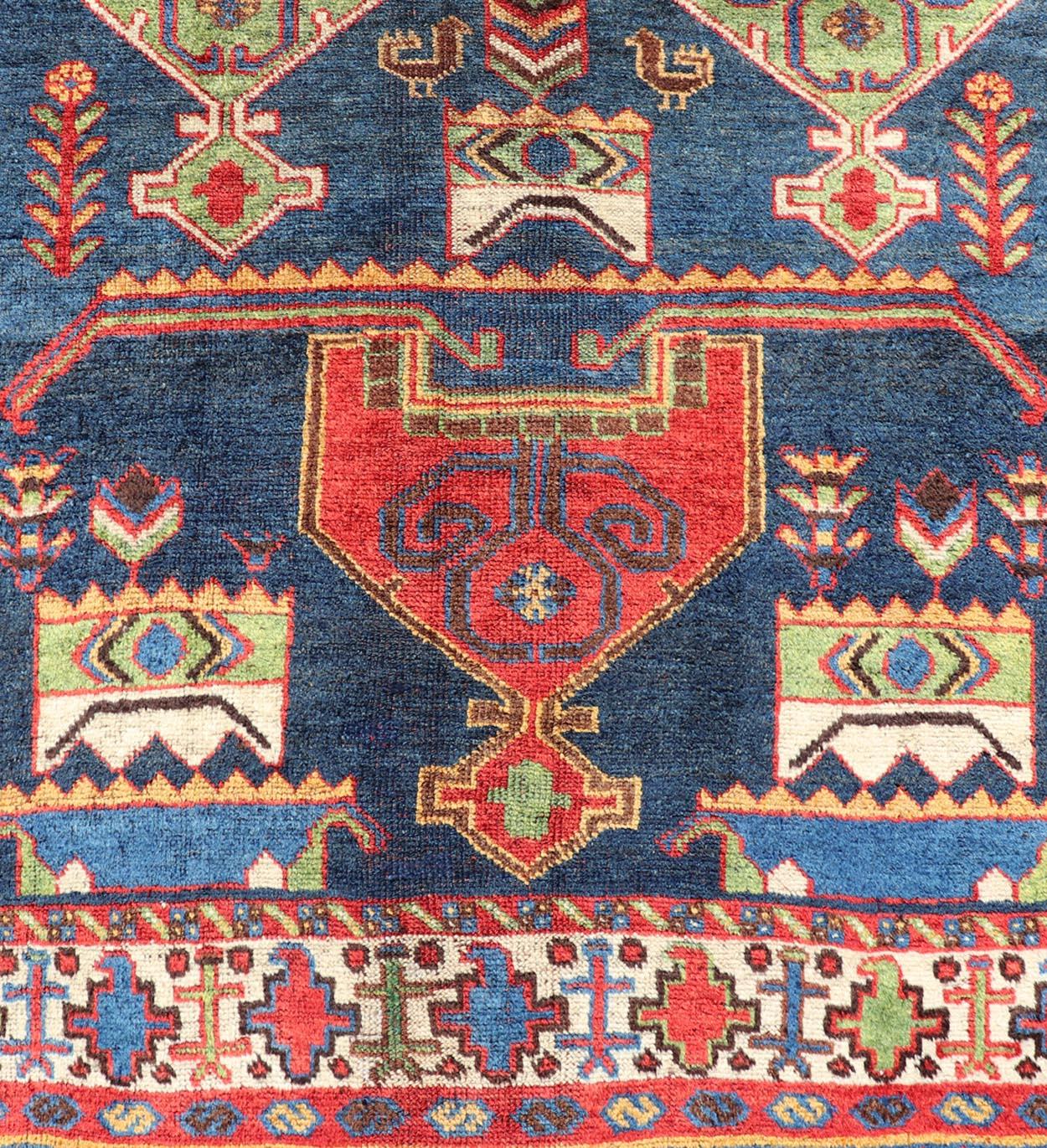 Caucasian Colorful Antique Persian Lori Rug with All-Over Geometric Tribal Design For Sale