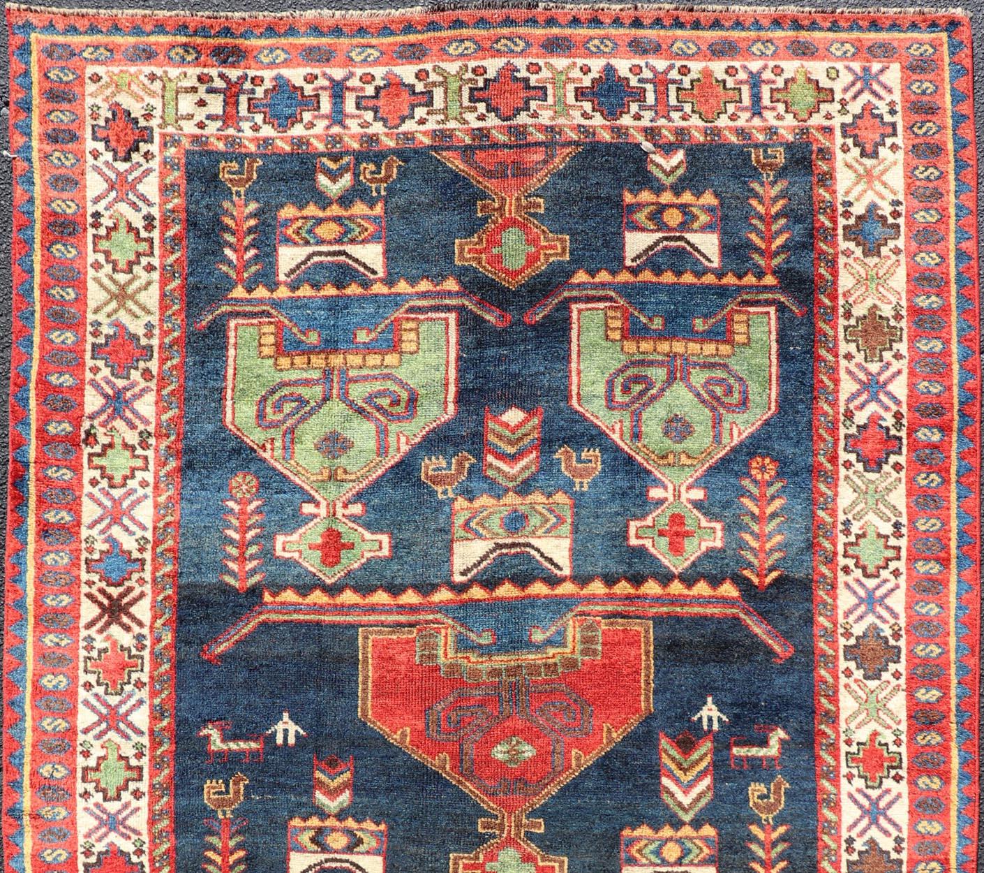 Colorful Antique Persian Lori Rug with All-Over Geometric Tribal Design In Good Condition For Sale In Atlanta, GA