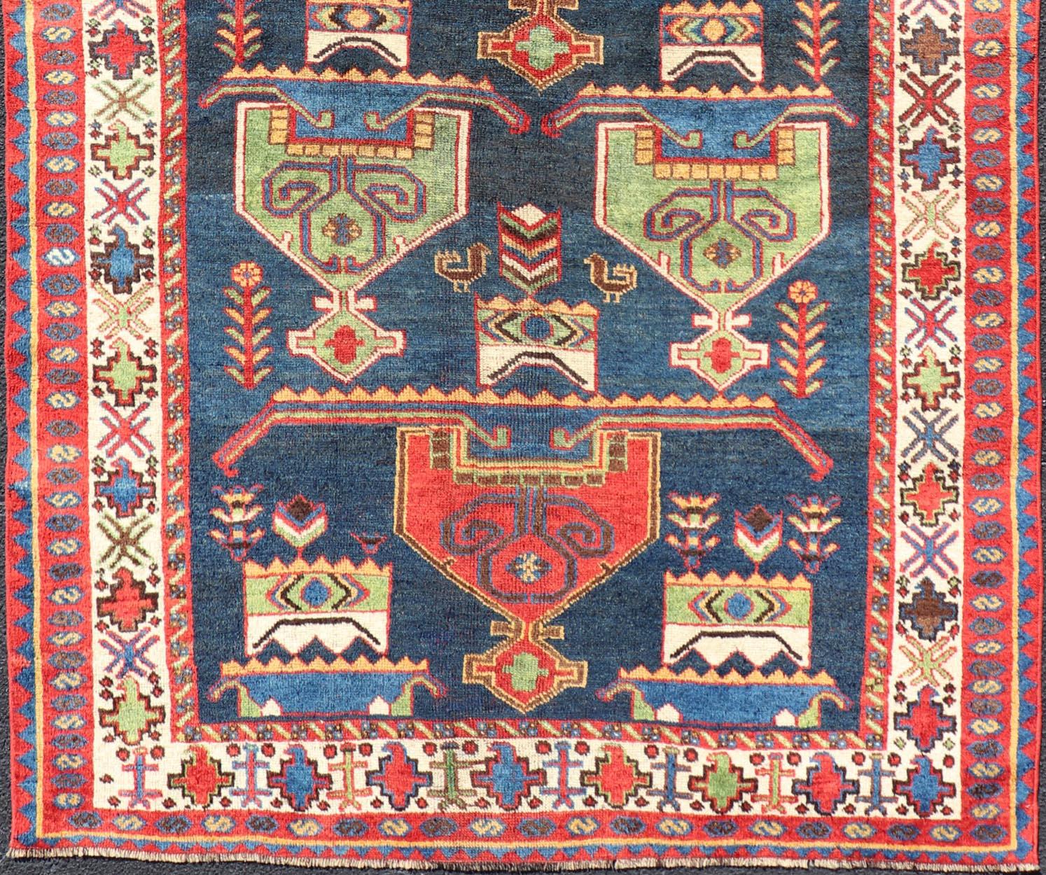 Laine Tapis persan ancien Lori coloré à motifs tribaux géométriques sur toute sa surface en vente