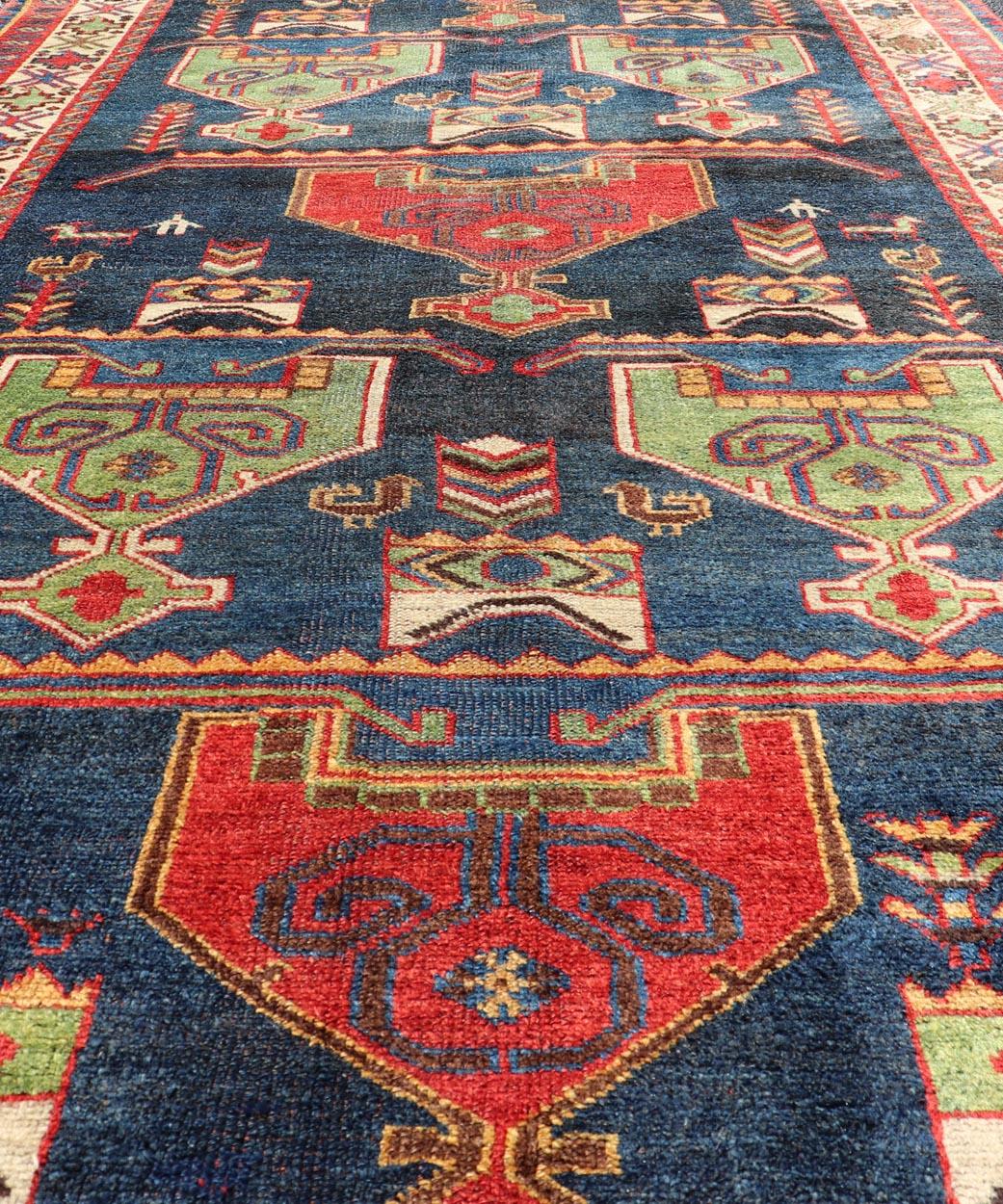 Colorful Antique Persian Lori Rug with All-Over Geometric Tribal Design For Sale 1