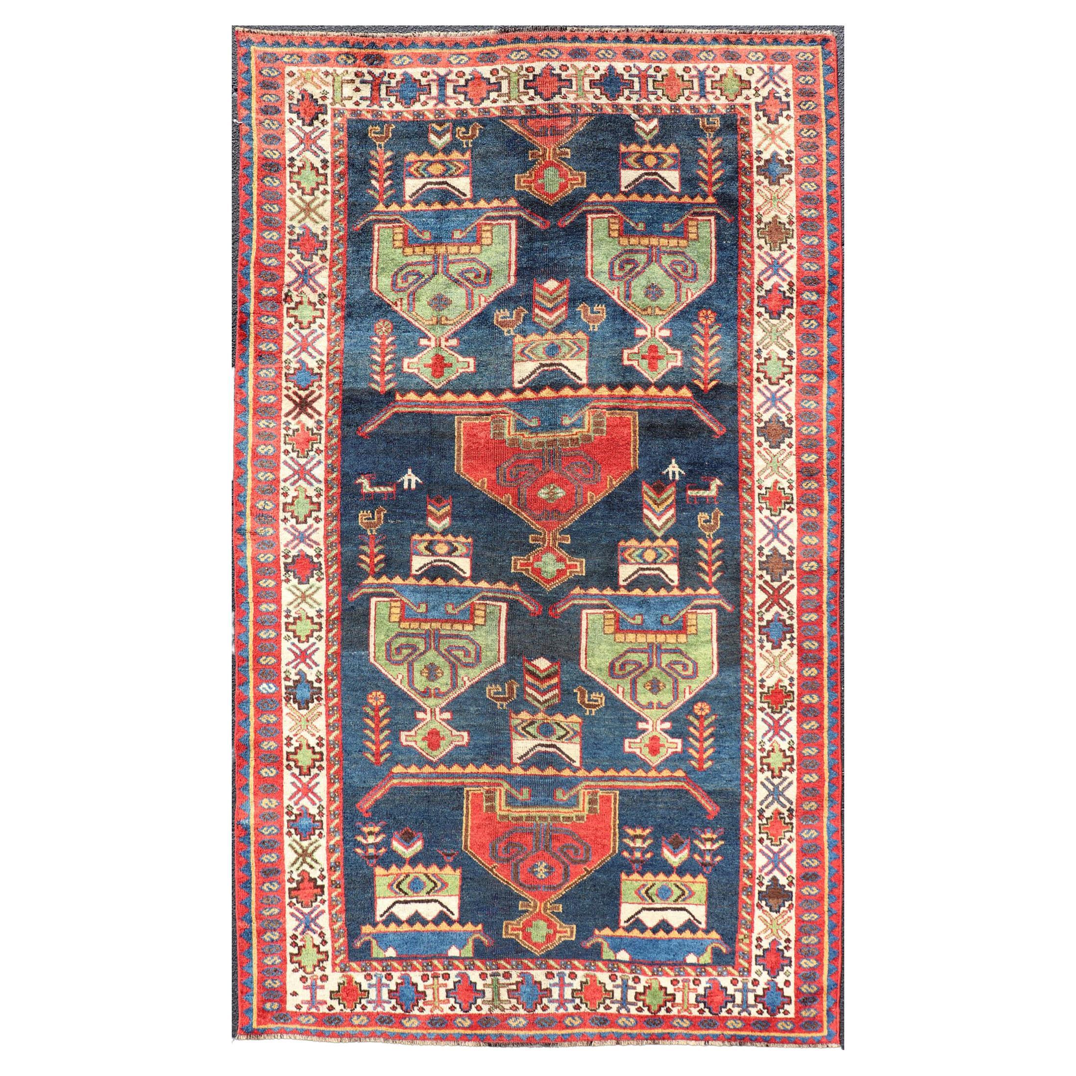 Bunter antiker persischer Lori-Teppich mit geometrischem Stammesmuster