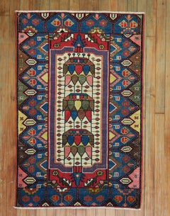 Colorful Antique Persian Malayer Mat Rug