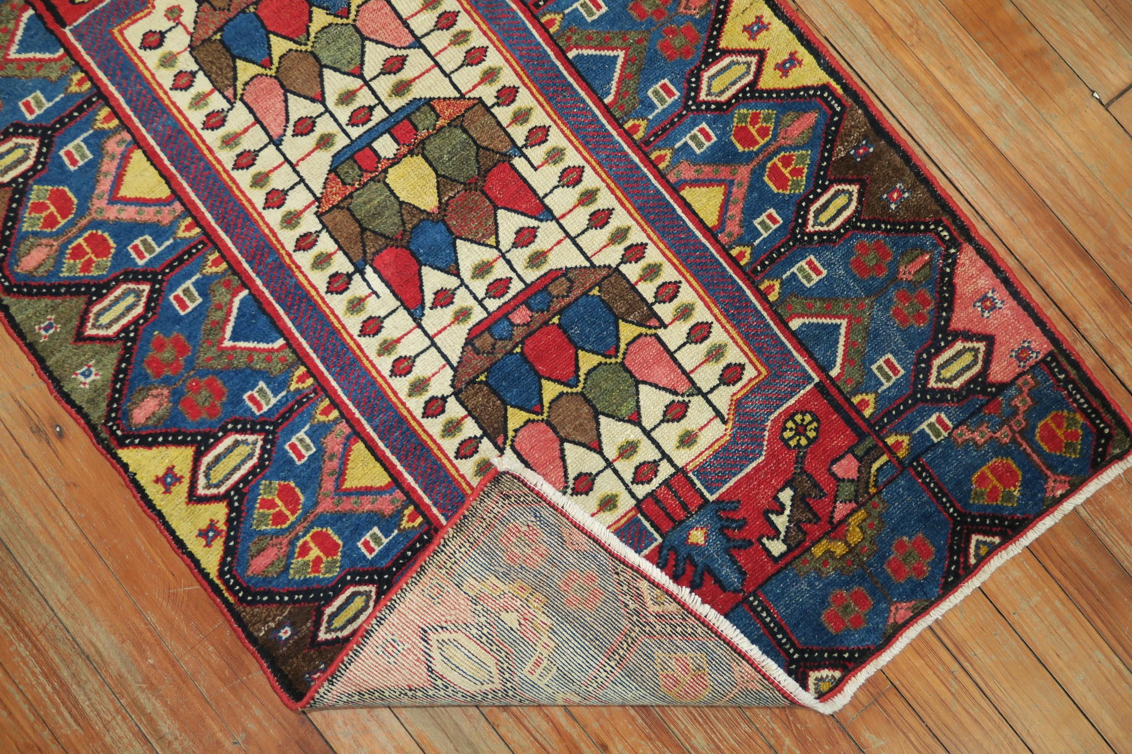 Hand-Woven Colorful Antique Persian Malayer Mat Rug For Sale
