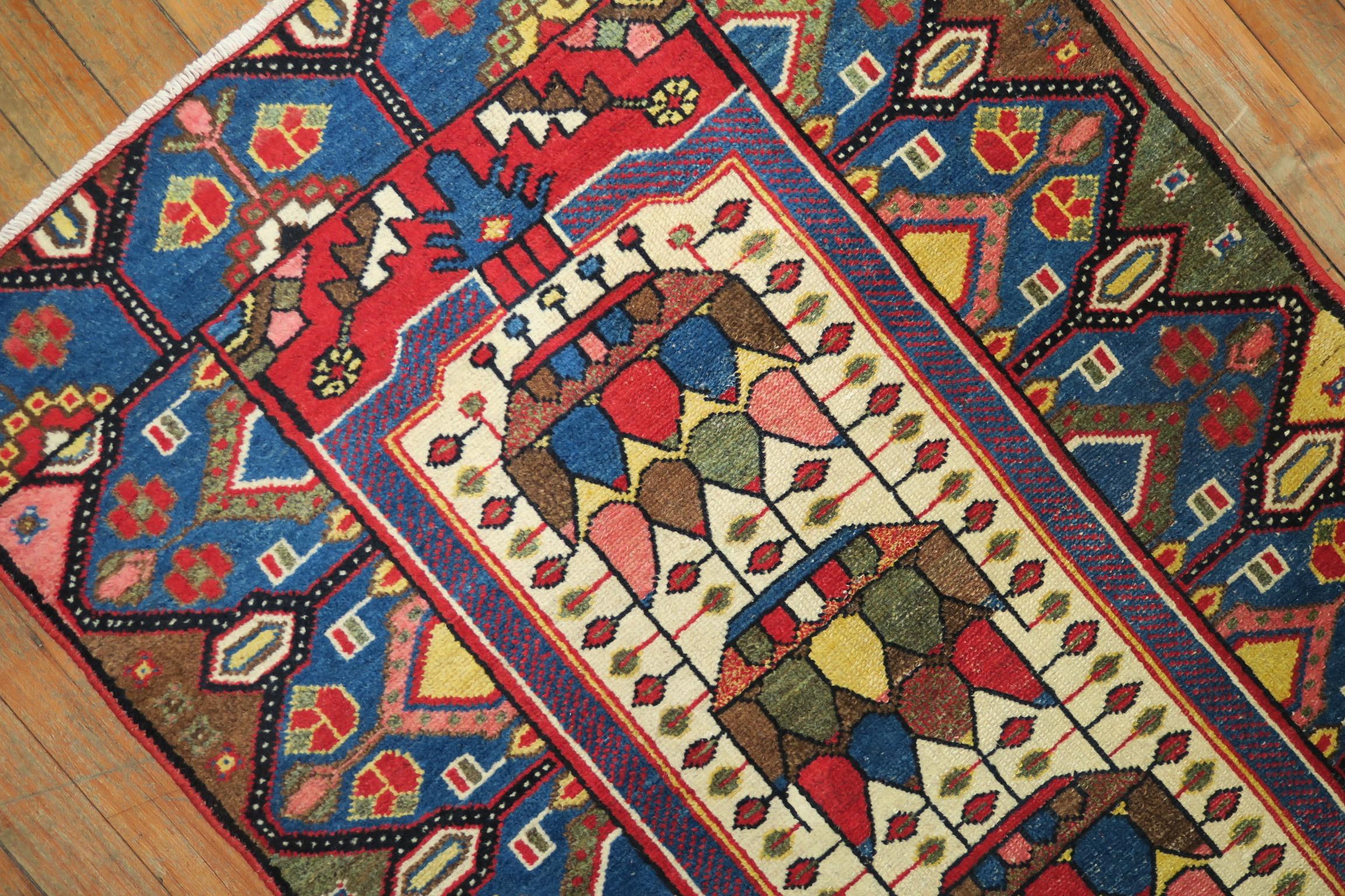 Colorful Antique Persian Malayer Mat Rug In Good Condition For Sale In New York, NY