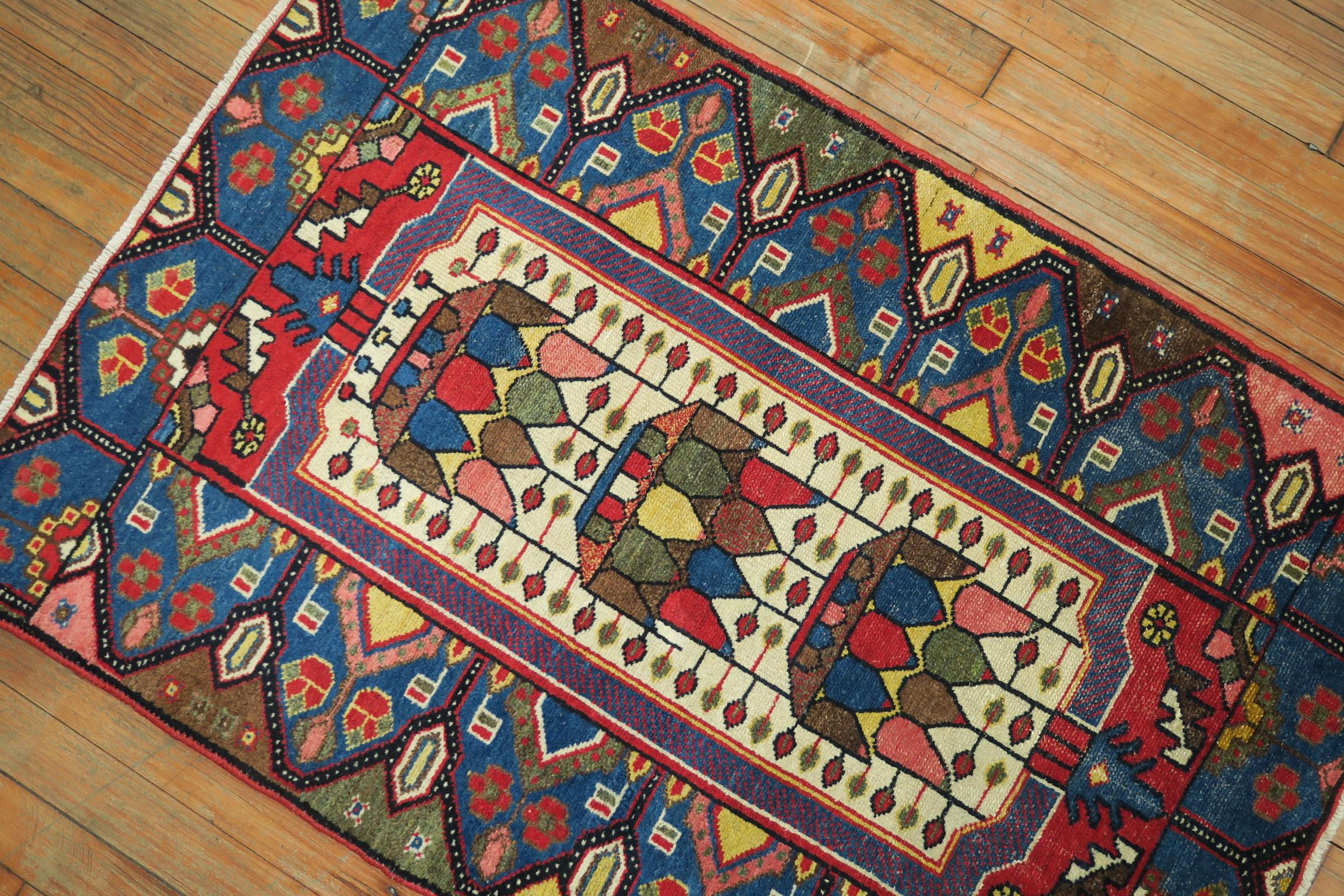 20th Century Colorful Antique Persian Malayer Mat Rug For Sale