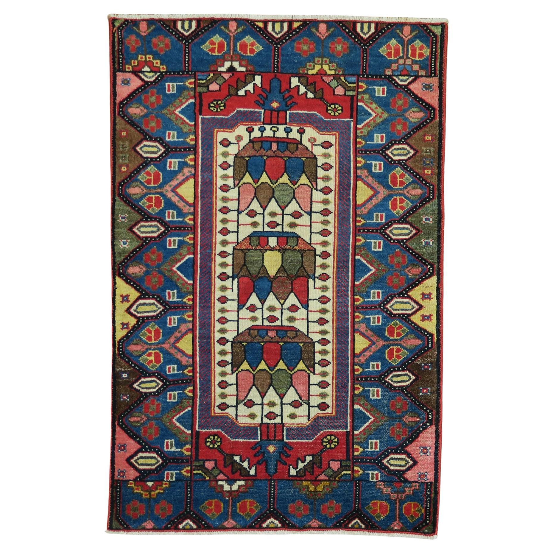 Colorful Antique Persian Malayer Mat Rug
