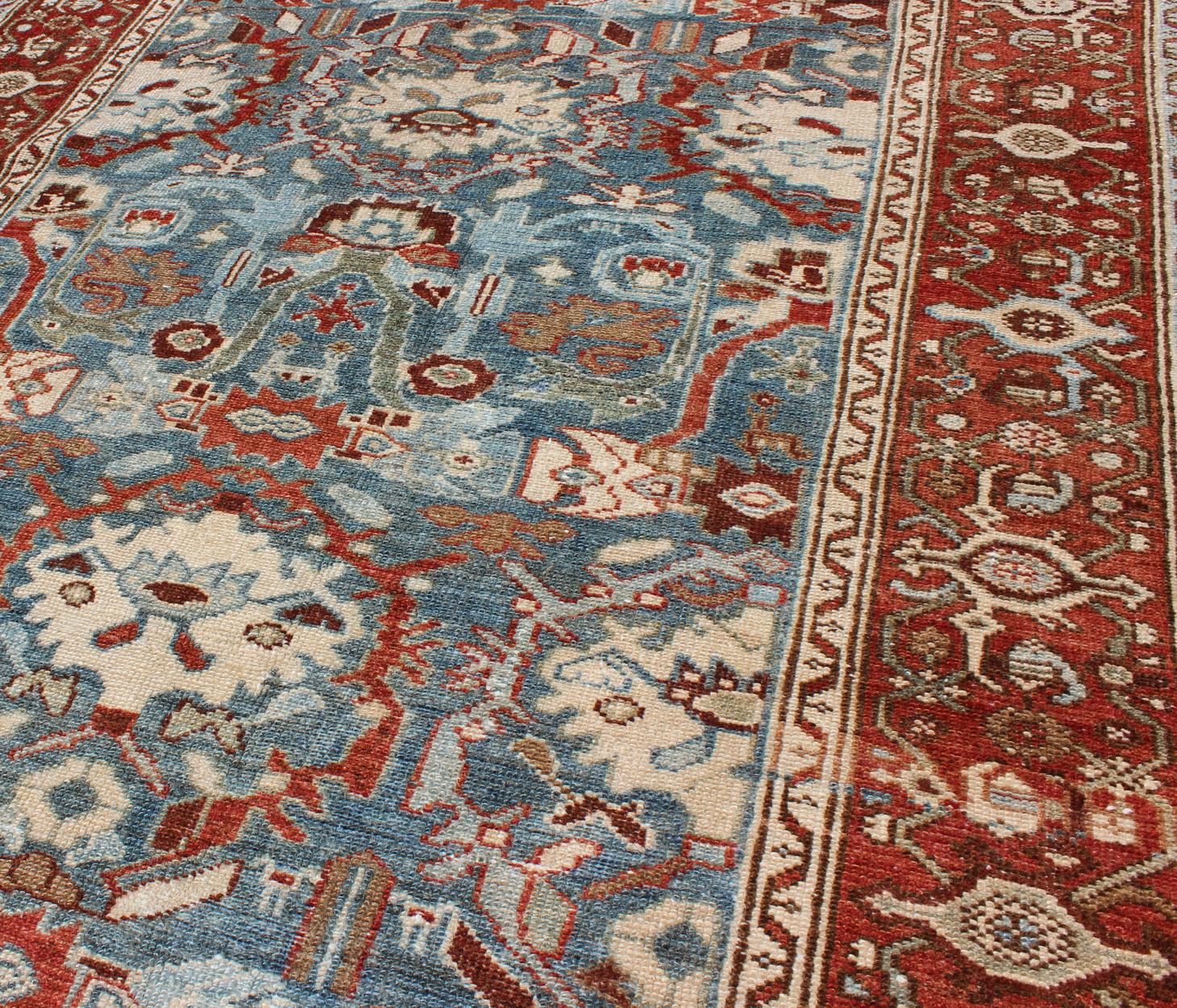 Colorful Antique Persian Malayer Rug with Expansive Blossom Design For Sale 4