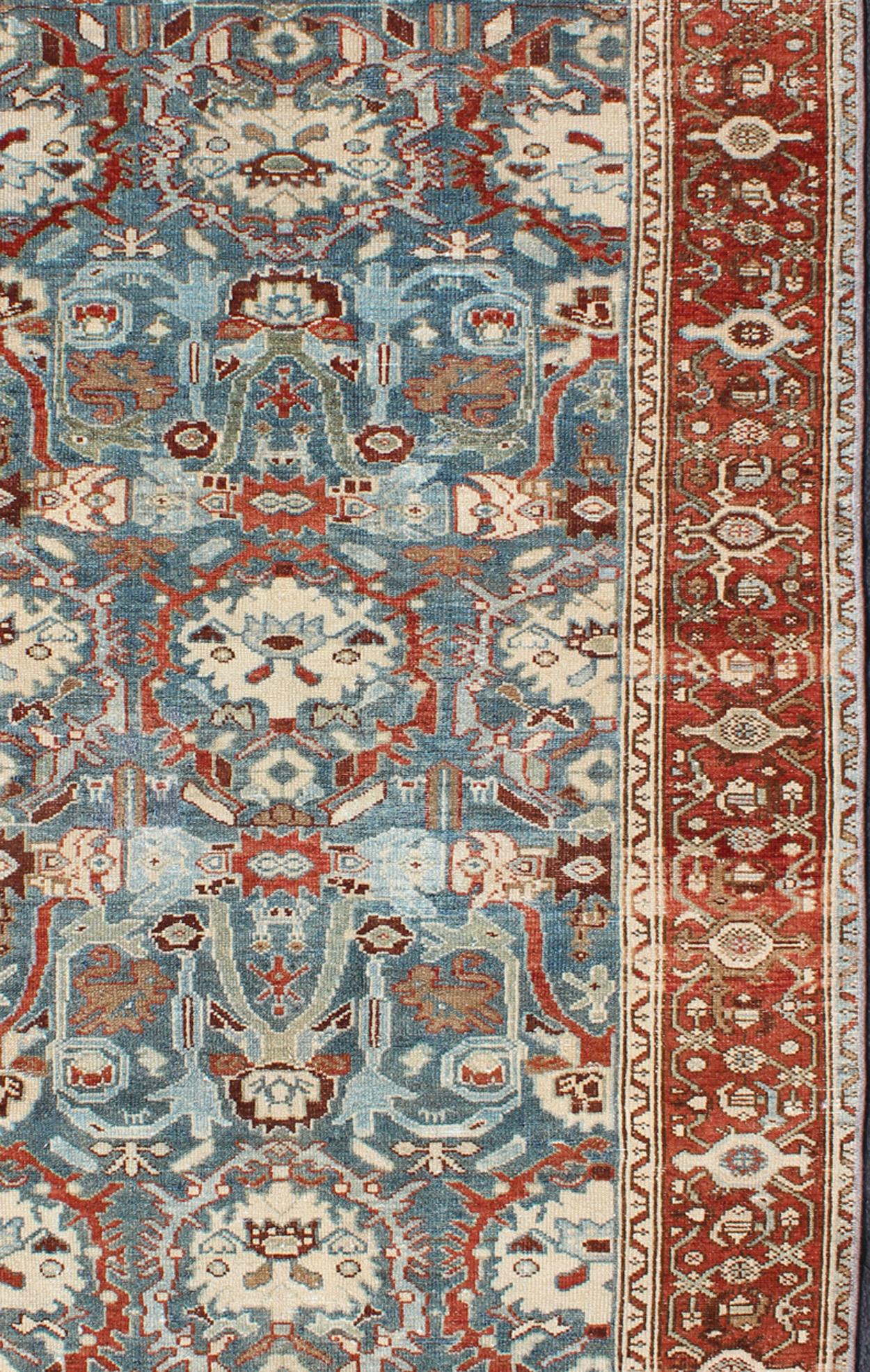 Colorful Antique Persian Malayer Rug with Expansive Blossom Design In Excellent Condition For Sale In Atlanta, GA