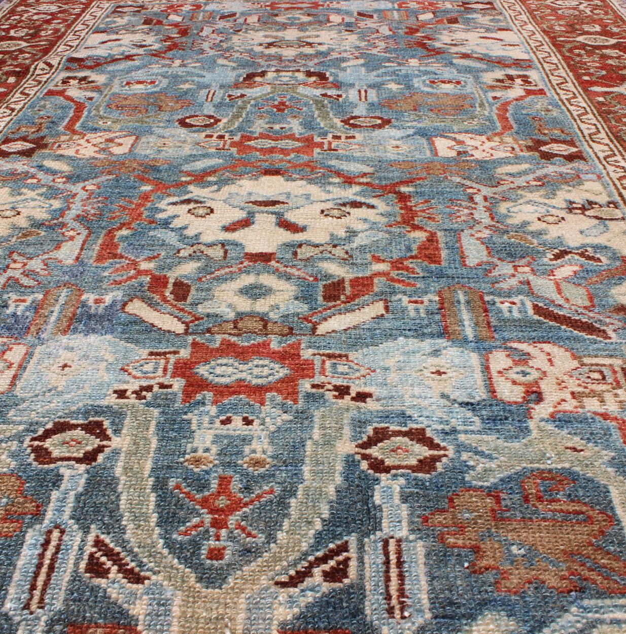 Colorful Antique Persian Malayer Rug with Expansive Blossom Design For Sale 1
