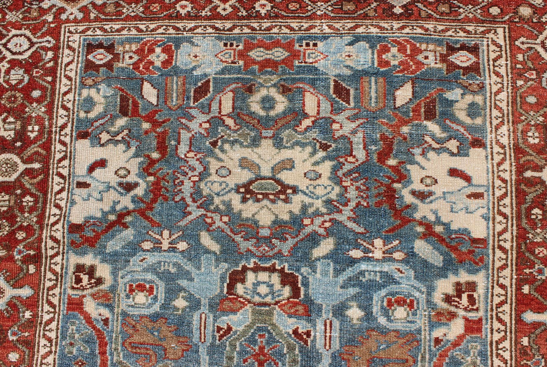 Colorful Antique Persian Malayer Rug with Expansive Blossom Design For Sale 3