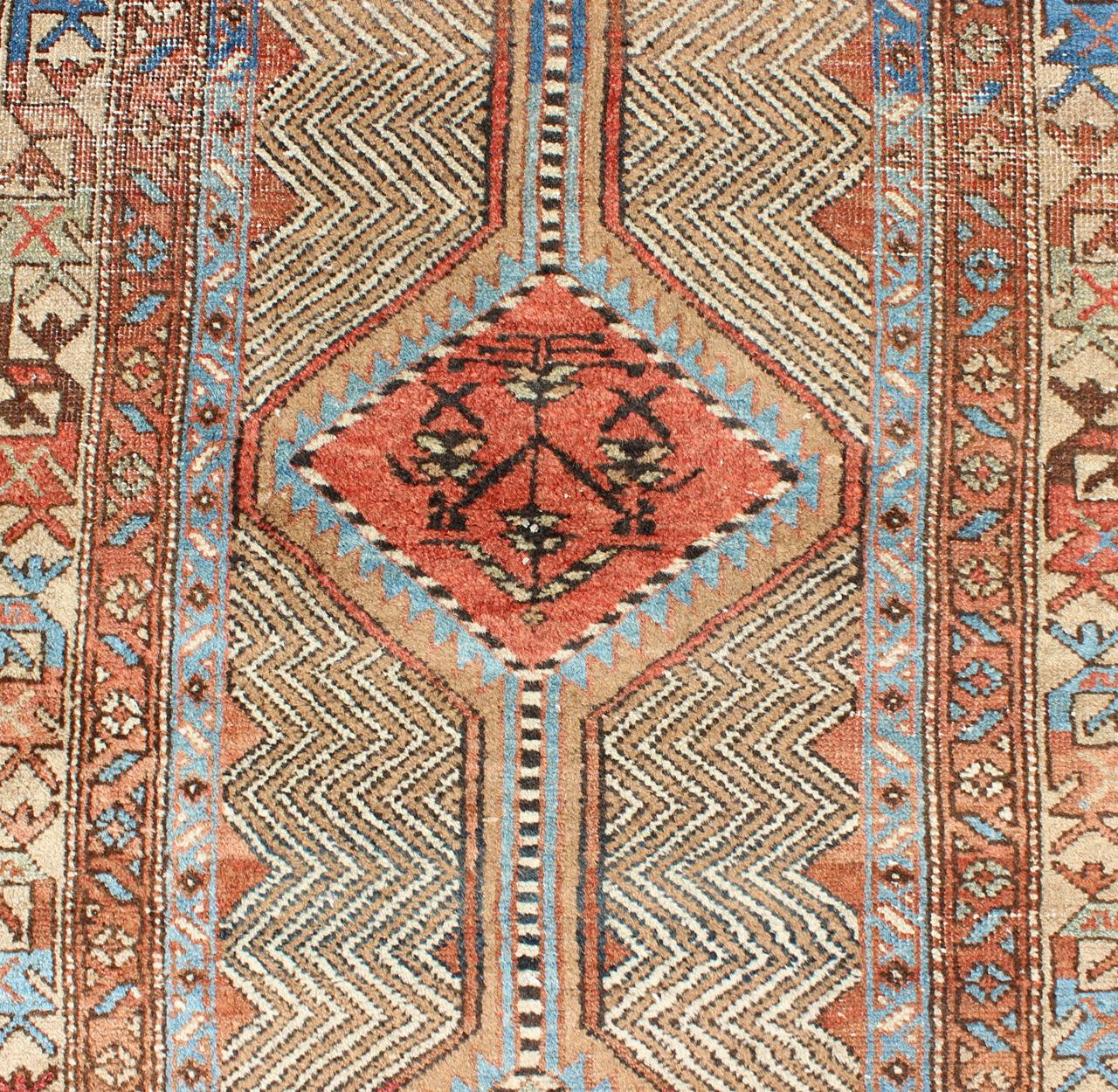 Colorful Antique Persian Serab Gallery Rug with Unique Geometric Design 3