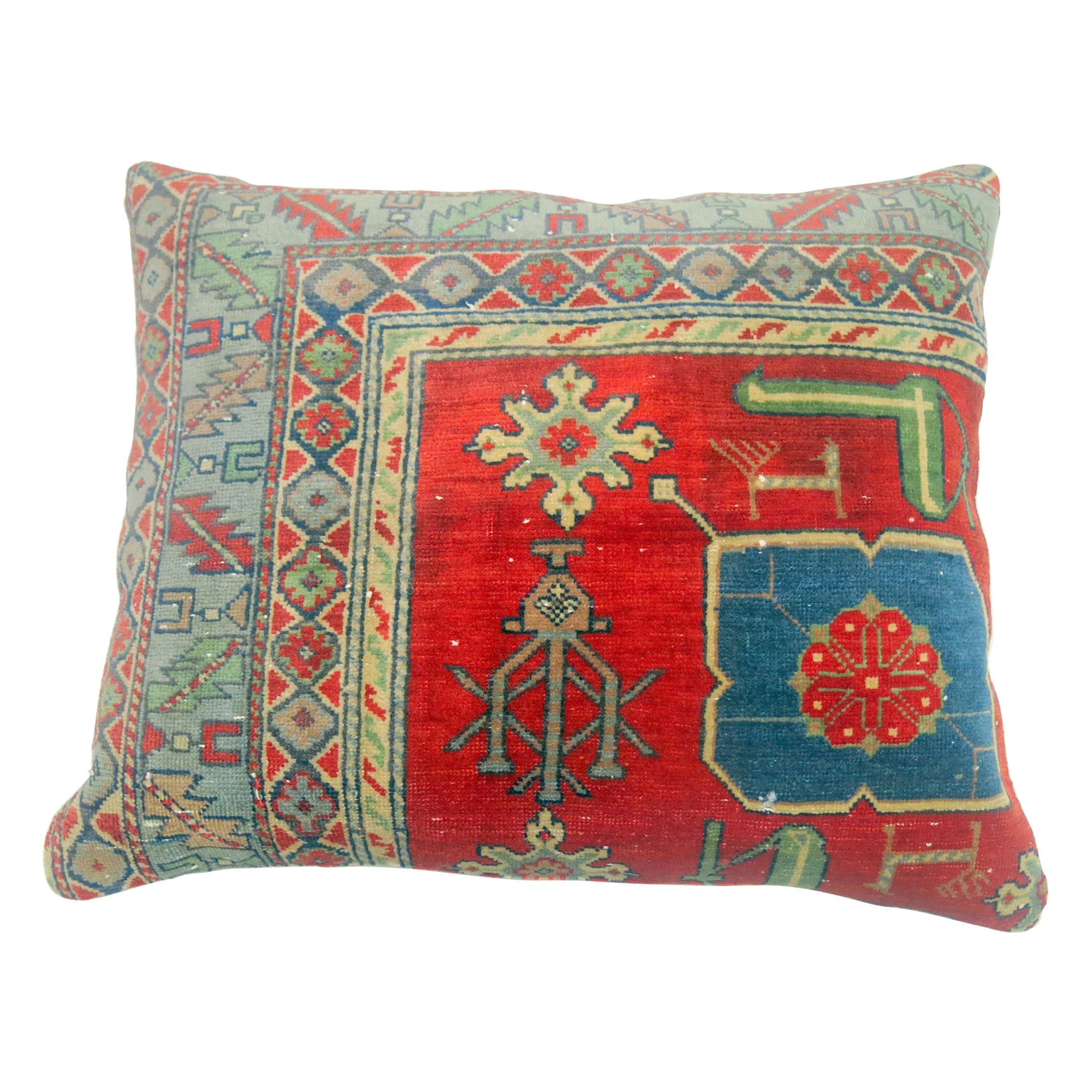 Colorful Antique Rug Pillow