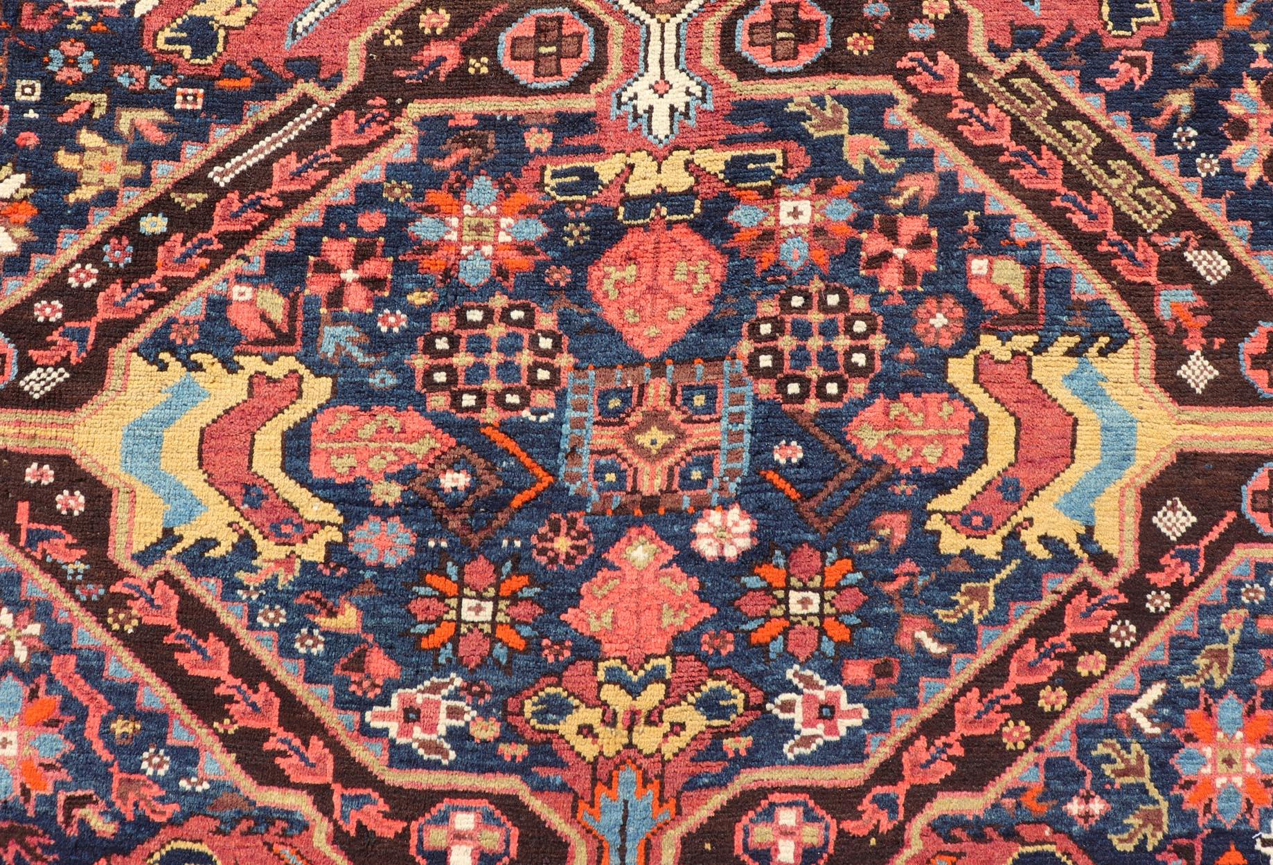 Kazak Colorful Antique Seychor Large Gallery Runner with Multi-Geometric Medallions For Sale