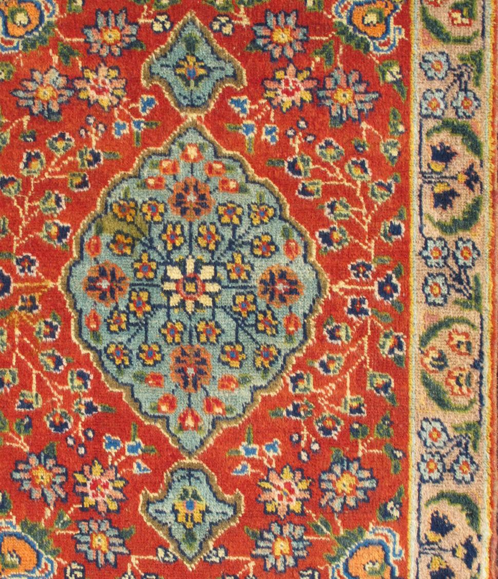 Hand-Knotted Colorful Antique Tabriz Rug with Circular Medallion, Palmettes and Floral Motifs For Sale