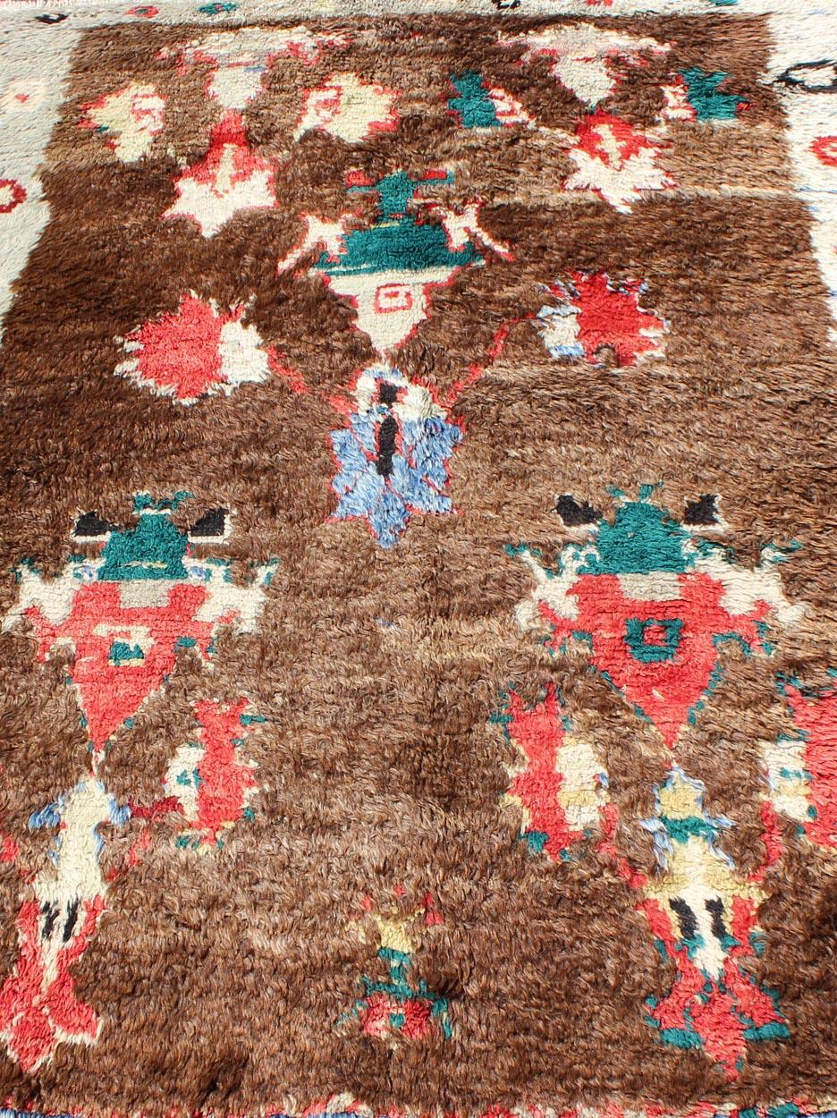 Colorful Antique Tulu Rug with Angora Wool Blend and Modern Tribal Design For Sale 4