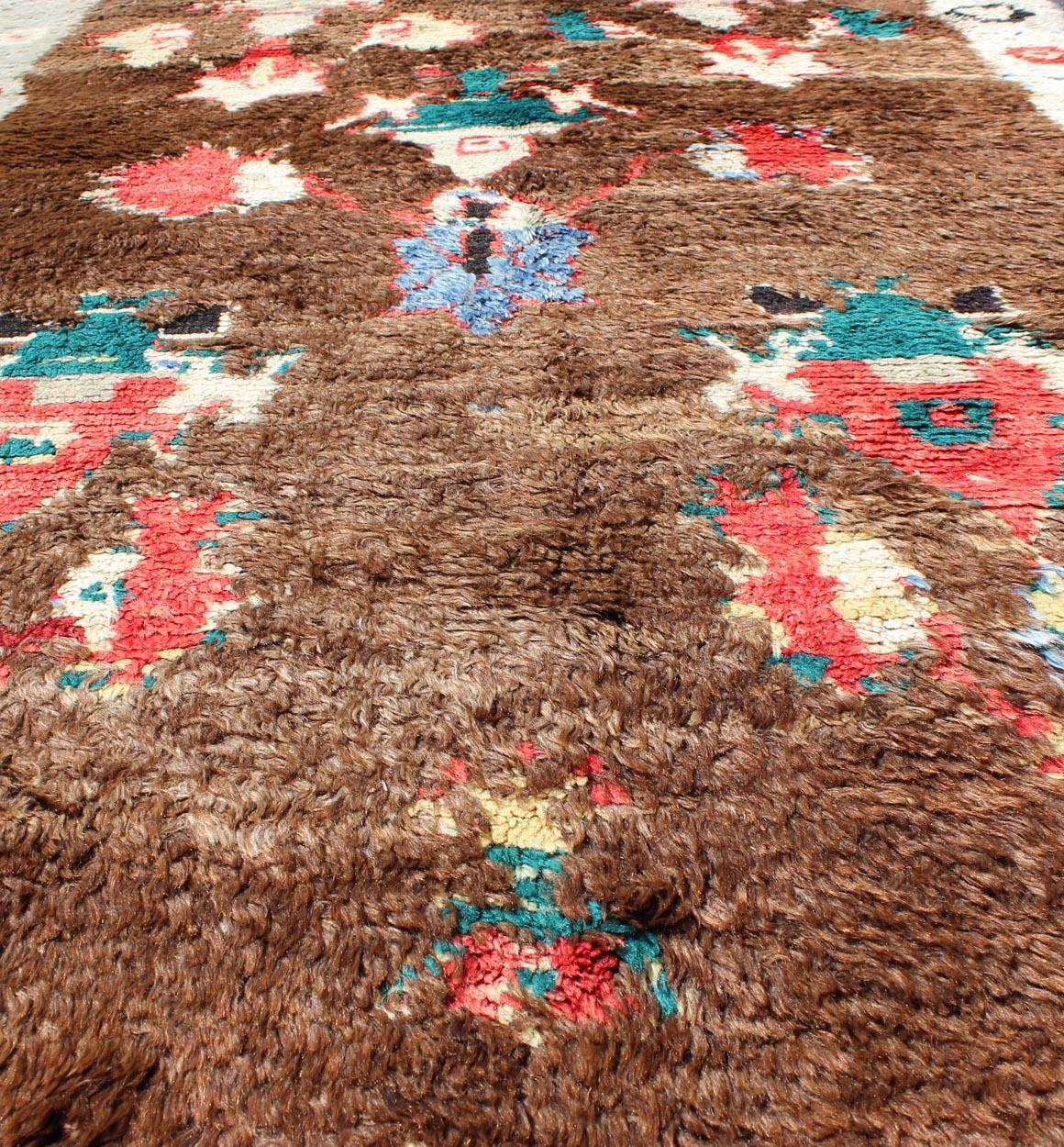 Colorful Antique Tulu Rug with Angora Wool Blend and Modern Tribal Design For Sale 5