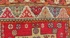 Colorful Antique Turkish Small Oushak Carpet in Multi Layered Design