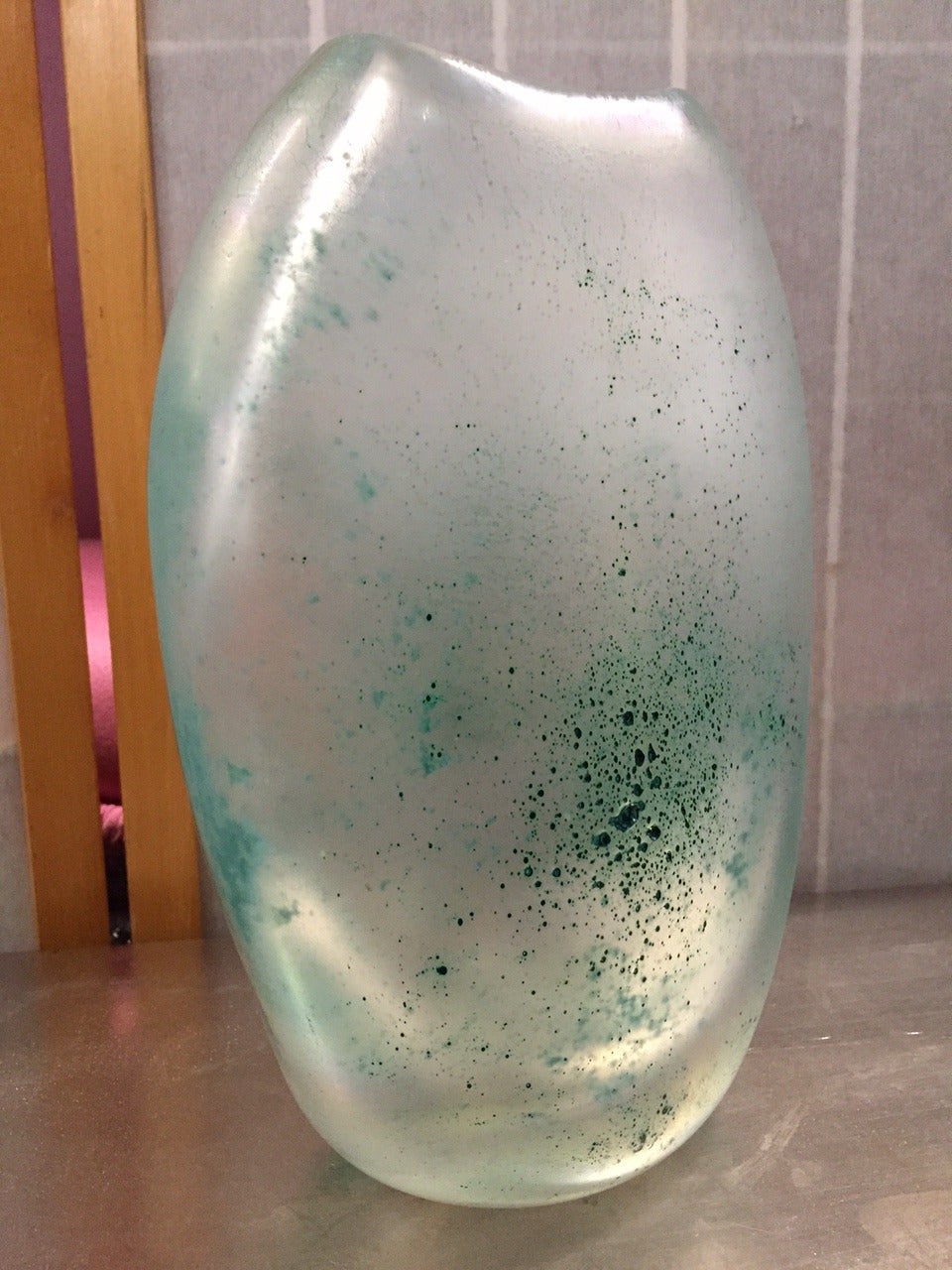 Vaso Archimede Seguso in vetro colorato di Murano.