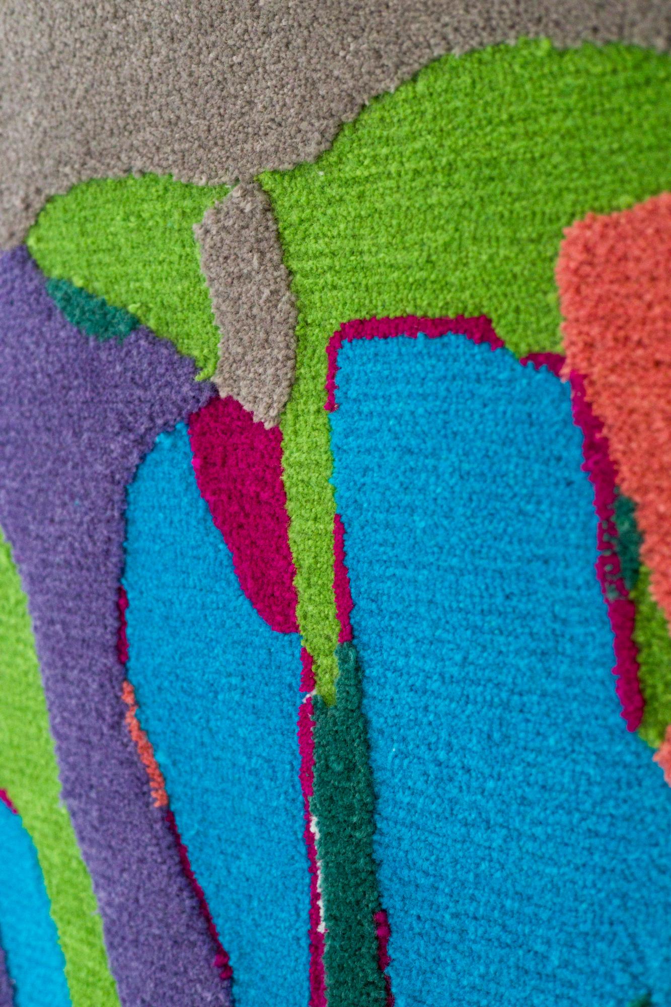 Modern Colorful Area Rug, Tufted New Zealand Wool For Sale