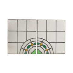 Colorful Art Deco Floral Stained Glass Window 51x42cm