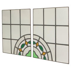 Colorful Art Deco Floral Stained Glass Window 51x42cm