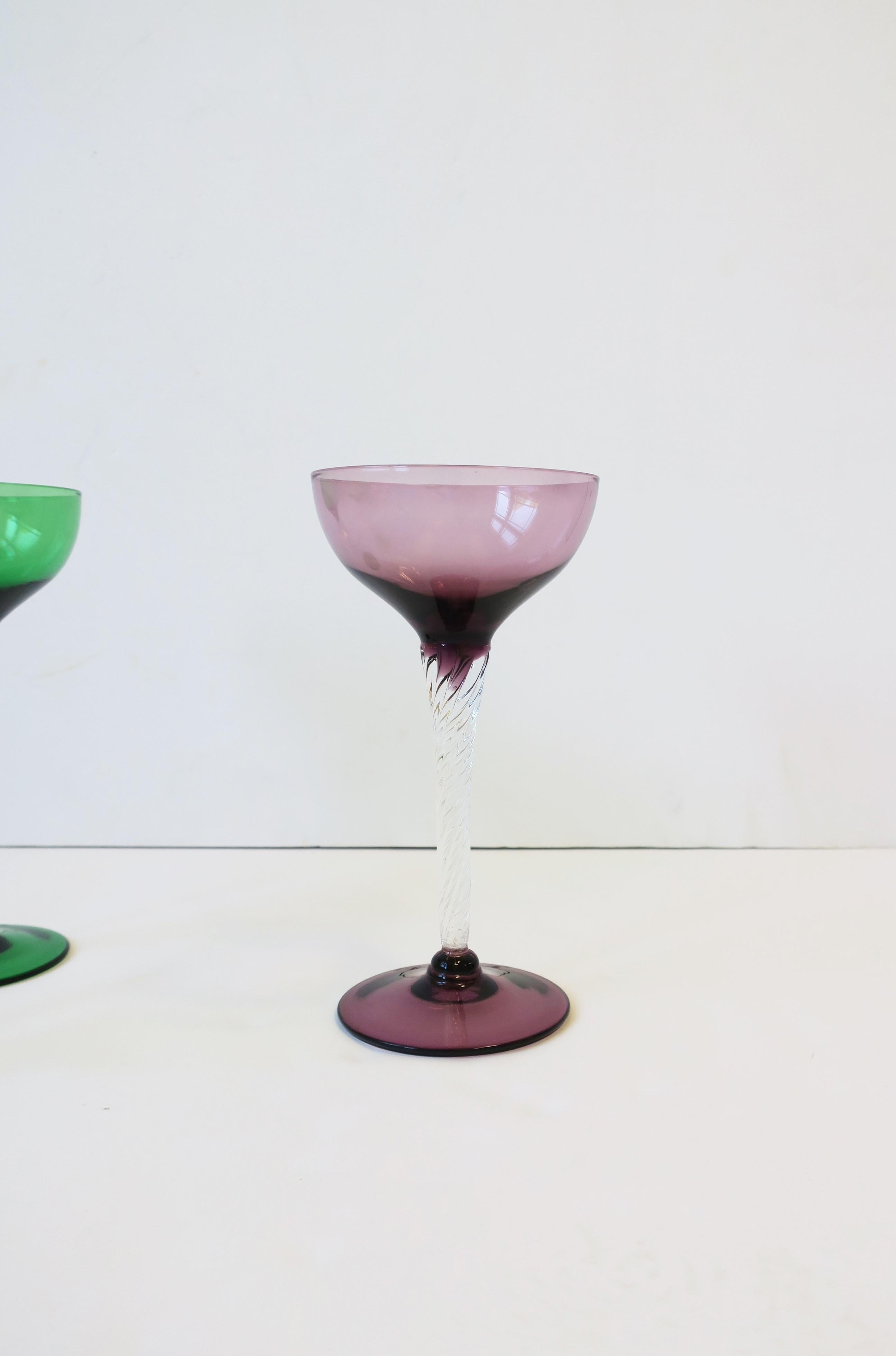 20th Century Cocktail or Champagne Coupe Glasses, Set of 3 For Sale